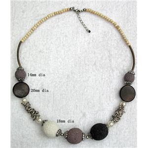 Handmade Lave Necklace, 14mm dia, 18mm dia, 20mm dia, approx 18 inch length [LANK01C03]