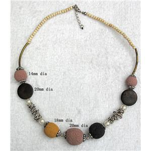 Handmade Lave Necklace, 14mm dia, 18mm dia, 20mm dia, approx 18 inch length [LANK01C04]