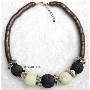 Handmade Lave Necklace, 18-20mm dia, approx 18 inch length [LANK02C01]
