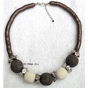 Handmade Lave Necklace, 18-20mm dia, approx 18 inch length [LANK02C02]