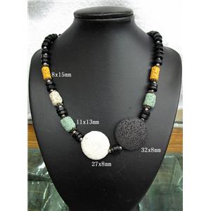 Handmade Lave Necklace, 8x15mm, 11x13mm, 32x8mm, 27x8mm, approx 18 inch length [LANK05C01]