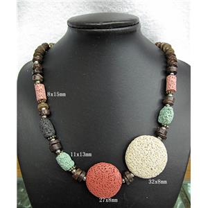 Handmade Lave Necklace, 8x15mm, 11x13mm, 32x8mm, 27x8mm, approx 18 inch length [LANK05C02]