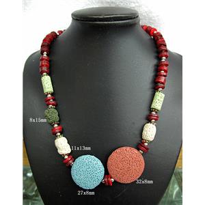 Handmade Lave Necklace, 8x15mm, 11x13mm, 32x8mm, 27x8mm, approx 18 inch length [LANK05C03]