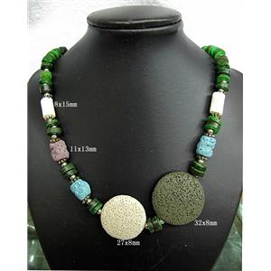 Handmade Lave Necklace, 8x15mm, 11x13mm, 32x8mm, 27x8mm, approx 18 inch length [LANK05C04]
