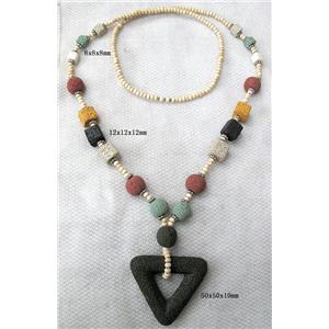 Handmade Lave Necklace, 8x8x8mm, 12x12x12mm,50x50mm, approx 32 inch length [LANK06C05]