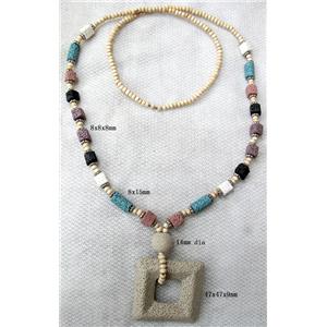 Handmade Lave Necklace, 8x8x8mm, 12x12x12mm,65x50mm, approx 32 inch length [LANK06C12]
