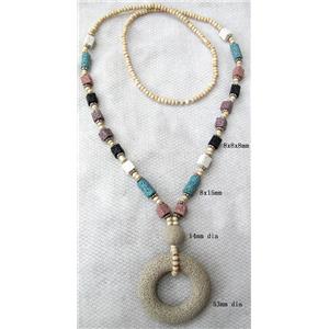 Handmade Lave Necklace, 8x8x8mm, 12x12x12mm,65x50mm, approx 32 inch length [LANK06C14]