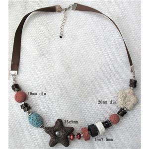 Handmade Lave Necklace, 18mm dia, 28mm dia, 35mm dia, 15x7.5mm, approx 18 inch lo [LANK10C03]