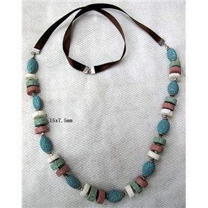 Handmade Lave Necklace, 15x7.5mm, approx 18 inch length [LANK12]