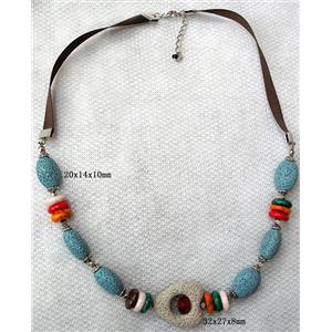 Handmade Lave Necklace, 20x14x10mm, 32x27x8mm, approx 18 inch length [LANK13]