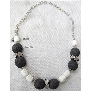 Handmade Lave Necklace, 11x13mm, 18mm dia, approx 16 inch length [LANK15]