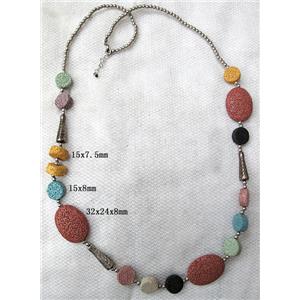 Handmade Lave Necklace, 15x7.5mm, 15x8mm, 32x24x8mm, approx 32 inch length [LANK17]