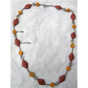 Handmade Lave Necklace, 32x22x8mm, 15x8mm, approx 32 inch length [LANK18]