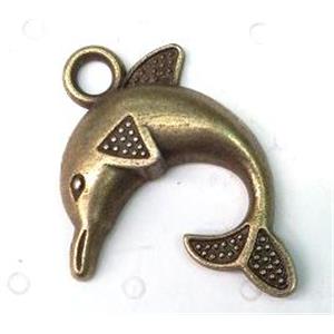 Tibetan silver dolphin pendant, non-nickel, bronze, approx 31x25mm [LH1070]