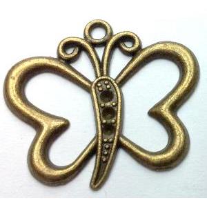 Tibetan silver butterfly pendant, non-nickel, bronze, approx 23x25mm [LH1269]