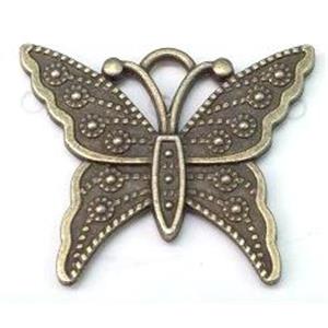 Tibetan silver butterfly pendant, non-nickel, bronze, approx 25x21mm [LH1311059]