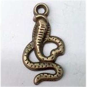tibetan silver snake pendants non-nickel, bronze, approx 9.5x18mm [LH1311062]