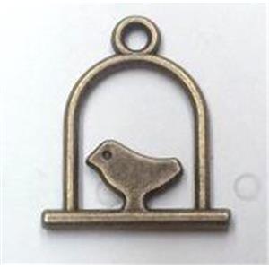 Tibetan silver bird pendant, non-nickel, bronze, approx 15x17.5mm [LH1311083]