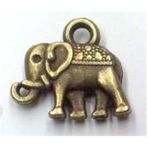 tibetan silver elephant pendants non-nickel, bronze, approx 14x12mm [LH1311088]