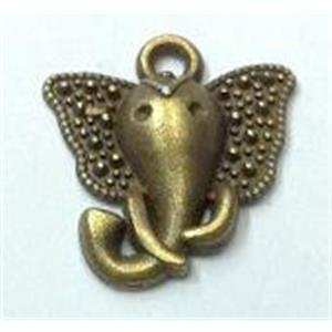 tibetan silver elephant pendants non-nickel, bronze, approx 14.5x16mm [LH131119]