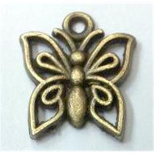 tibetan silver butterfly pendants non-nickel, bronze, approx 13x14mm [LH131120]