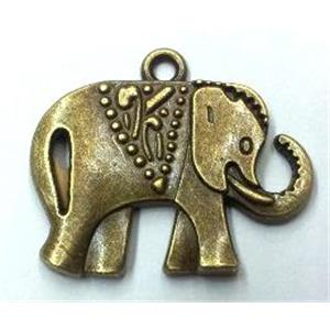 tibetan silver elephant pendants non-nickel, bronze, approx 25x20mm [LH131138]