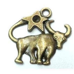 tibetan silver bull pendants non-nickel, bronze, approx 21x20mm [LH131159]