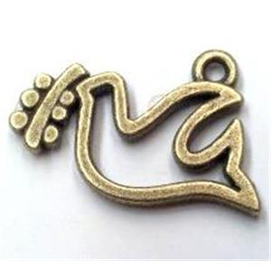 tibetan silver bird pendants non-nickel, bronze, approx 21x14mm [LH131165]