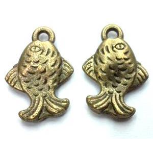Tibetan silver alloy fish pendant, non-nickel, bronze, approx 11x16mm [LH1320]