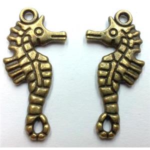 Tibetan silver seahorse pendant, non-nickel, bronze, approx 15x32mm [LH1324]