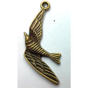 Tibetan silver birds pendant, non-nickel, bronze, approx 15.5x36mm [LH1325]