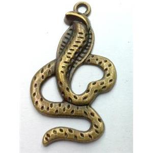 Tibetan silver snake pendant, non-nickel, bronze, approx 19x35mm [LH1326]