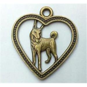 tibetan silver pendant, Chinese Zodiac Dog, approx 22mm dia [LH1370]