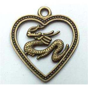 tibetan silver pendant, Chinese Zodiac Dragon, approx 22mm dia [LH1371]