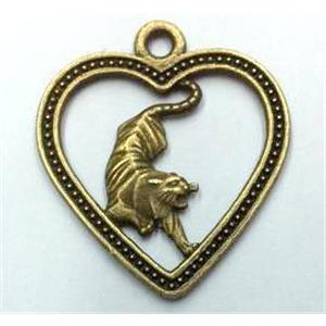 tibetan silver pendant, Chinese Zodiac Tiger, approx 22mm dia [LH1372]