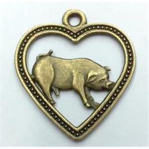 tibetan silver pendant, Chinese Zodiac Boar, approx 22mm dia [LH1374]
