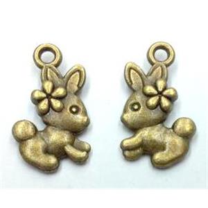 tibetan silver rabbit pendants non-nickel, bronze, approx 11.5x19mm [LH1376]