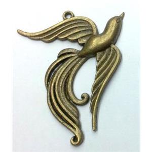 tibetan silver phoenix pendants non-nickel, bronze, approx 45x46mm [LH1475]