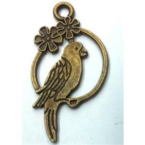 Tibetan silver bird pendant, non-nickel, bronze, approx 15x28mm [LH1516]