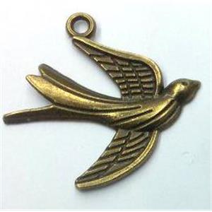 Tibetan silver bird pendant, non-nickel, bronze, approx 28x30mm [LH1518]
