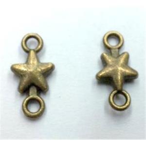 tibetan silver star connector non-nickel, bronze, approx 7.5x15mm [LH2003]