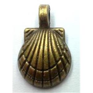 tibetan silver shell pendant non-nickel, bronze, approx 10x15mm [LH2013]
