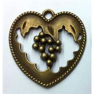 tibetan silver heart pendant non-nickel, bronze, approx 30x31mm [LH2102]