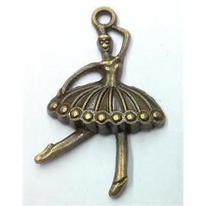 tibetan silver dancer pendant non-nickel, bronze, approx 21x35mm [LH2119]