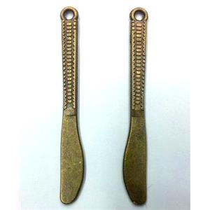 dinner knife, tibetan silver pendant non-nickel, bronze, approx 6x51mm [LH2198]