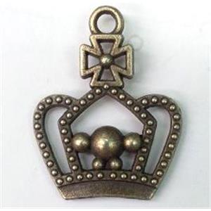 tibetan silver crown pendant non-nickel, bronze, approx 20x25mm [LH2310]