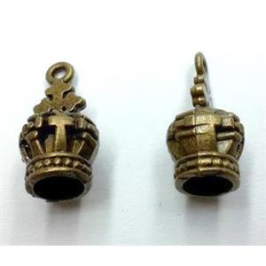 tibetan silver crown pendant non-nickel, bronze, approx 14x27mm [LH2312]