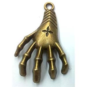 tibetan silver hand pendant non-nickel, bronze, approx 41x26mm [LH2322]