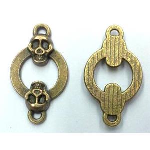 tibetan silver skull connector non-nickel, bronze, approx 14x24mm [LH2370]