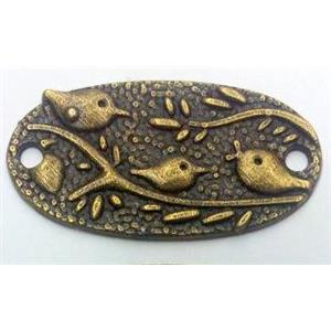 tibetan silver connector non-nickel, bronze, approx 19x36mm [LH2381]
